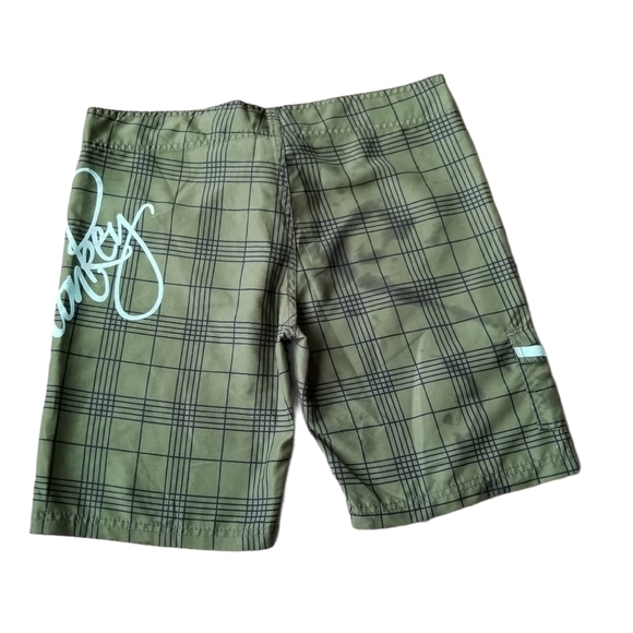 Tin Monkey Green Plaid Surf Sport Beach  Shorts - Picture 2 of 8